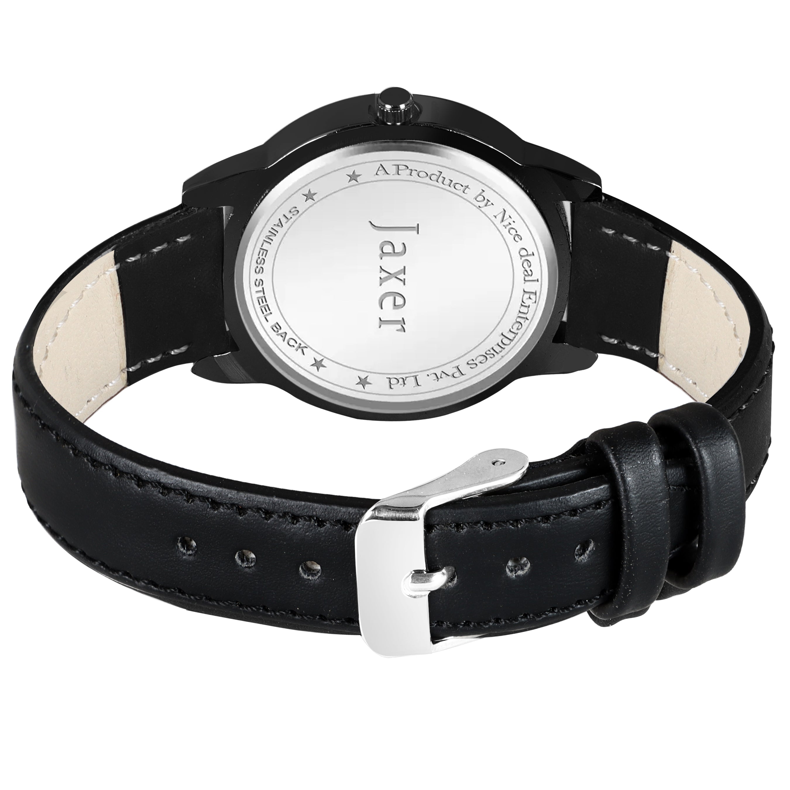 Jaxer Black Leather Strap Analog Wrist Watch For Women - JXRW2573