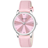 Jaxer Pink Leather Strap Analog Wrist Watch for Women - JXRW2574 & JXRW2556