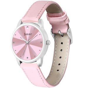 Jaxer Pink Leather Strap Analog Wrist Watch For Women - JXRW2574