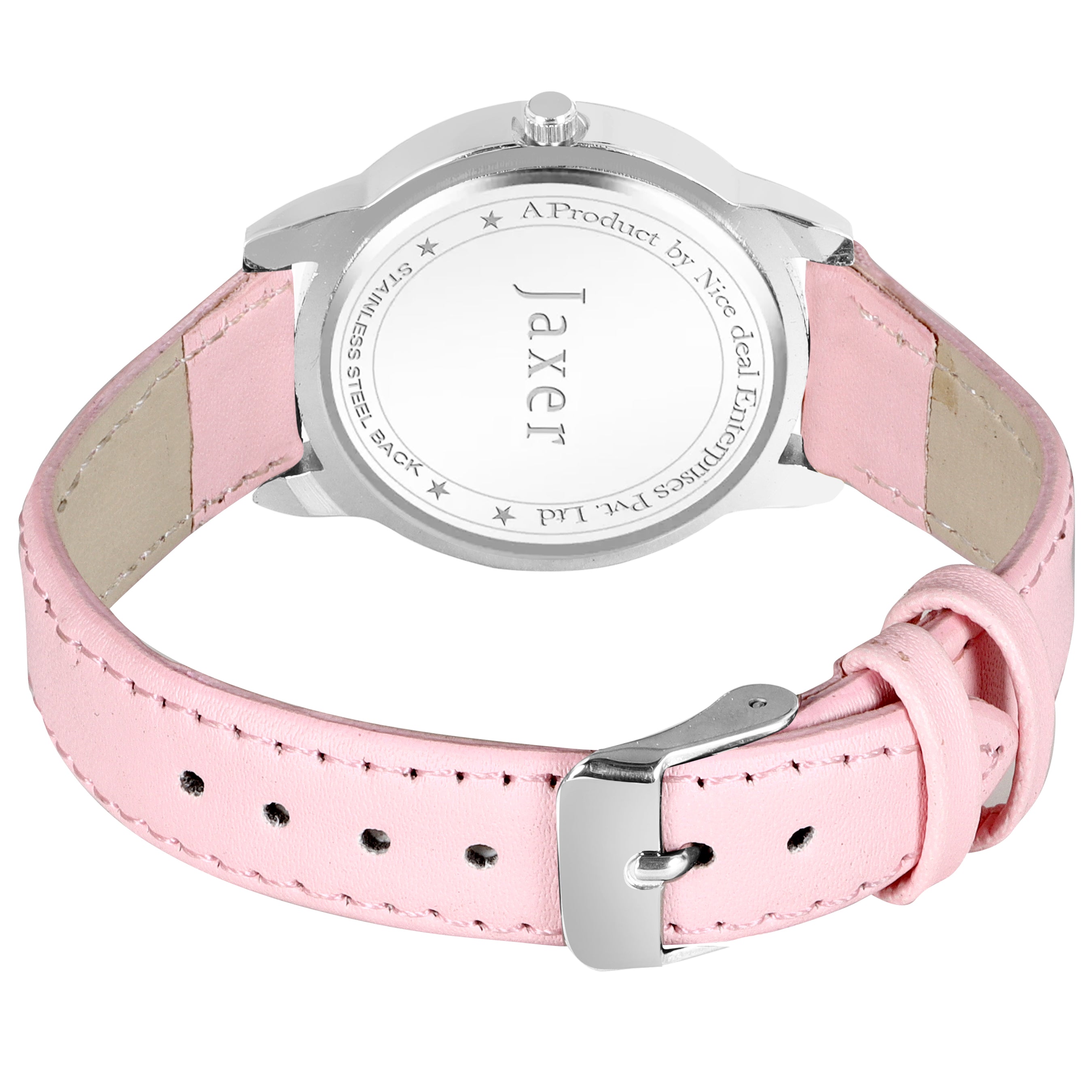 Jaxer Pink Leather Strap Analog Wrist Watch For Women - JXRW2574