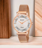 Jaxer Golden Mesh Chain With Silver Dial Analog Wrist Watch For Women - JXRW2578