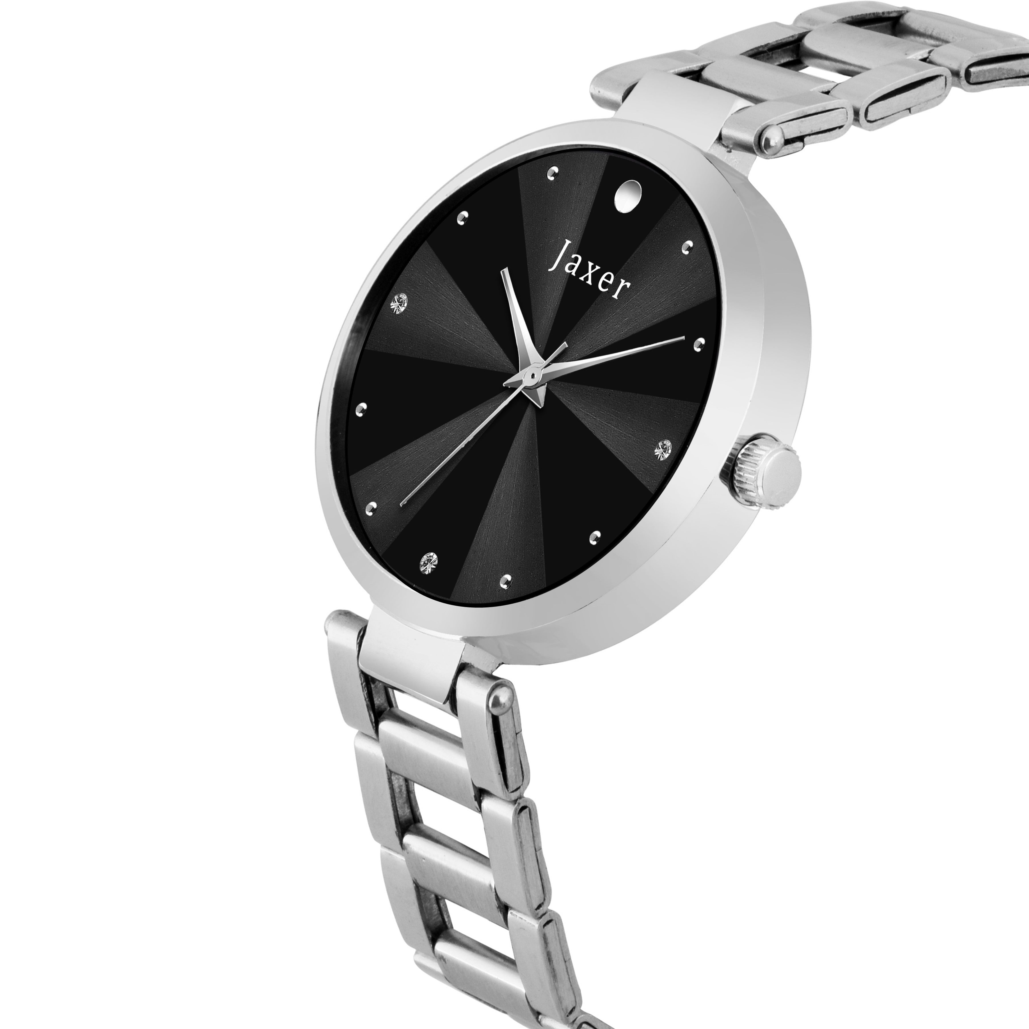 Jaxer Black Dial Steel Chain Analog Wrist Watch For Women - JXRW2580