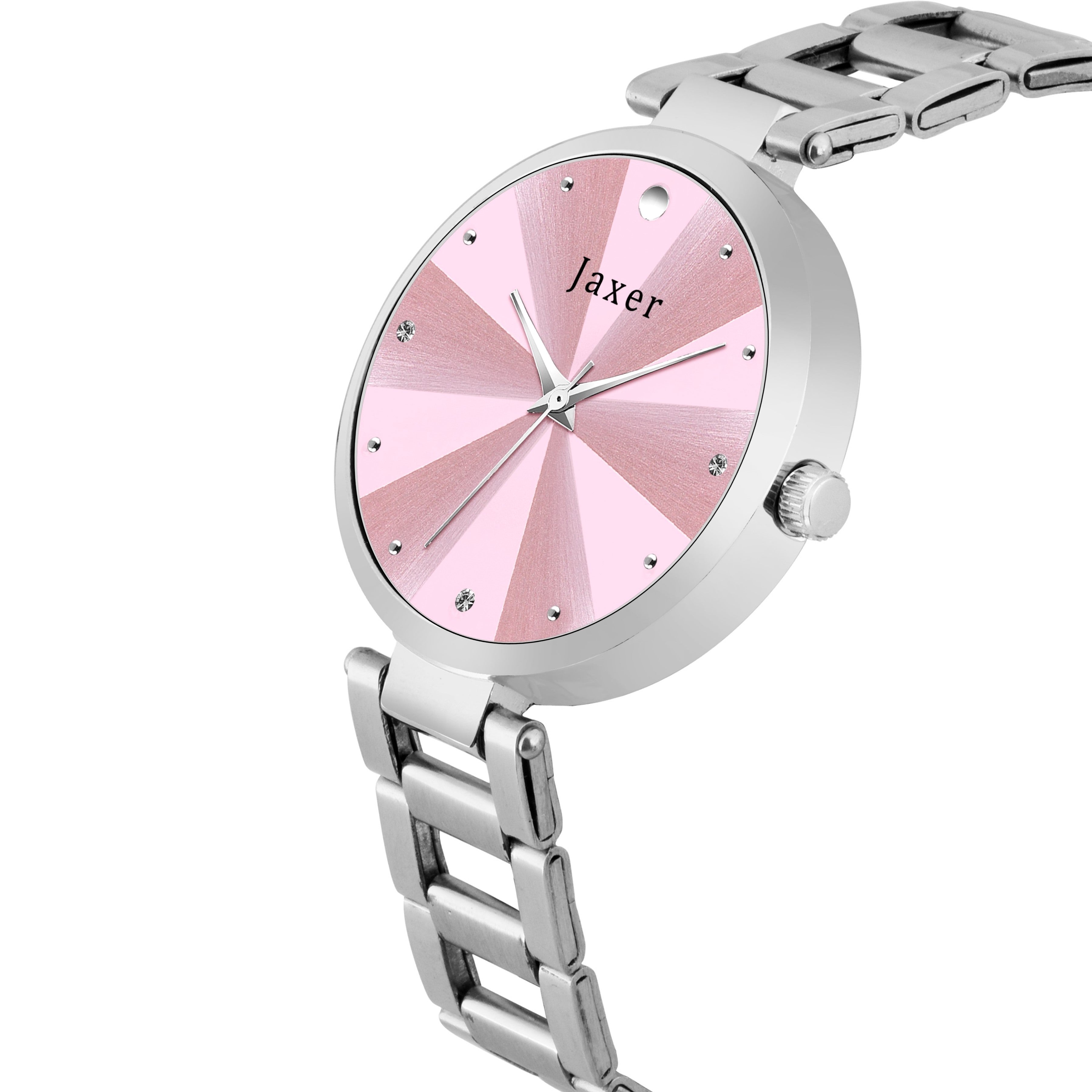 Jaxer Pink Dial Steel Chain Analog Wrist Watch For Women - JXRW2581