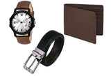 Jaxer Belt, Wallet & Watch Combo  (Brown) - JXBWC3003