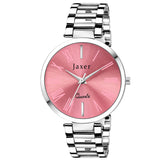 Party Pink Dial Steel Chain Analog Watch - For Women JXRW2514