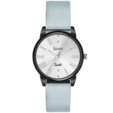 Jaxer Silver Dial Grey Genuine Leather Strap Analog Watch - For Women JXRW2557