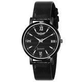 Black Genuine Leather Strap Analog Watch for women