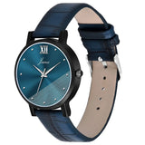 blue dial leather watch for women