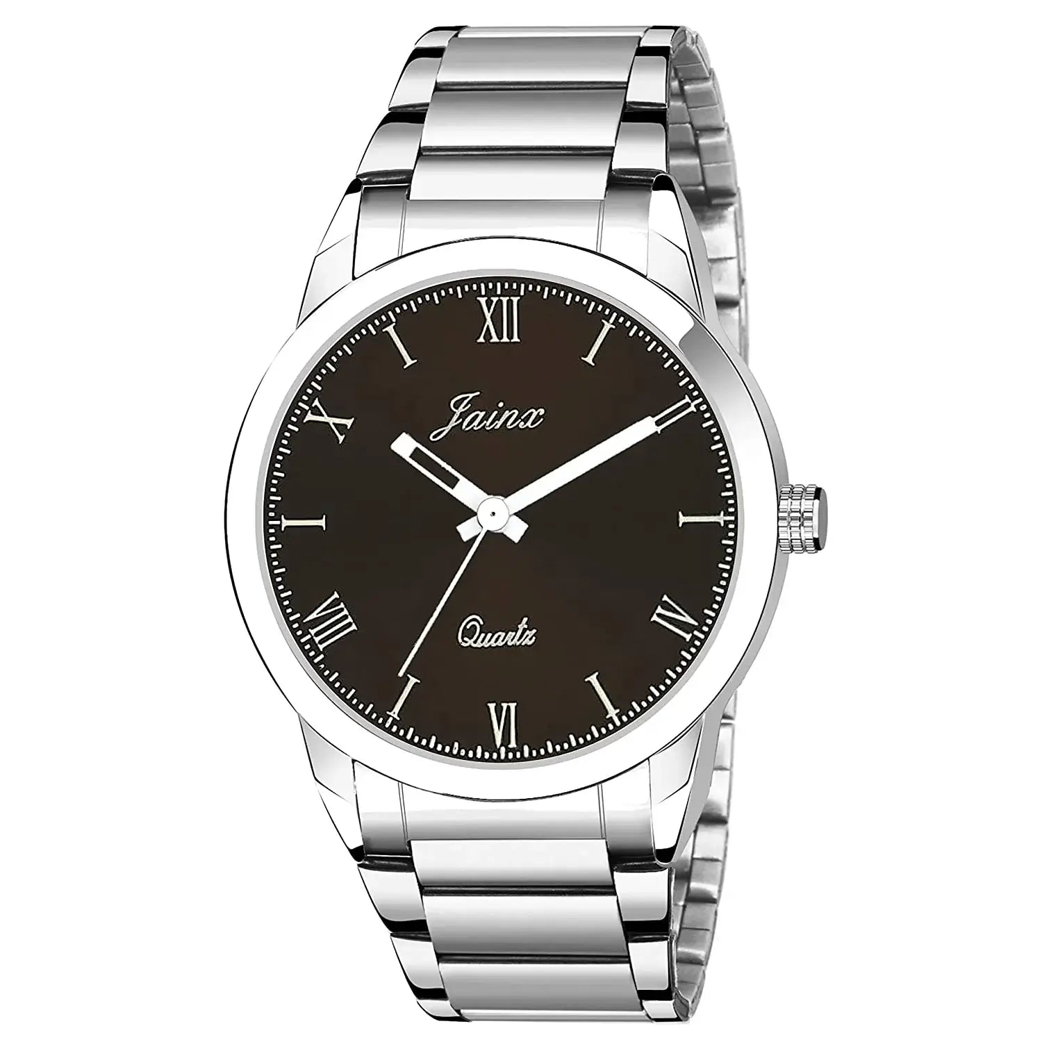 brown dial silver chain watch for men