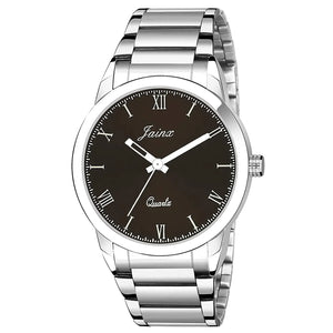 brown dial silver chain watch for men