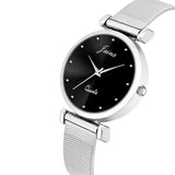 black dial silver mesh chain analog watch for men 