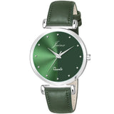 Green Dial Leatherette Strap Analog Watch For Women 