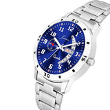 Blue Dial Steel Chain Analog Watch For Men