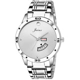 Silver Dial Steel Chain Analog Watch For Men