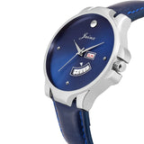 Blue Leather Strap Analog Watch For Men