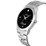 black dial silver stainless steel analog watch for men 