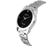 black dial silver stainless steel analog watch for men 
