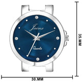 blue dial silver chain watch for women