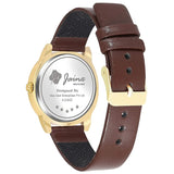 Golden Dial Genuine Leather Brown Strap Analog Watch For Women