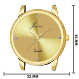 Golden Dial Genuine Leather Brown Strap Analog Watch For Women