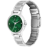 Green Dial Steel Chain Analog Watch  For Women 