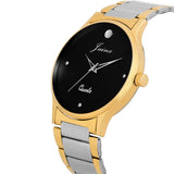 black dial golden and silver chain analog watch 