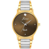 brown dial golden and silver chain premium watch for men 