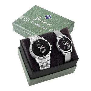 Couple's Black Dial Day And Date Analog Watch