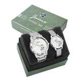 Couple's Silver Dial Steel Analog Watch