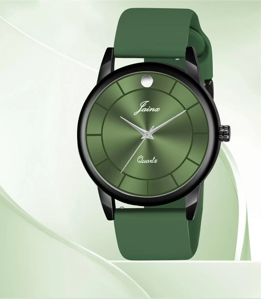 jm！ Jainx Green Silicone Band Analog Watch - For Men JM7163