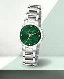 Green Dial Steel Chain Analog Watch for Women