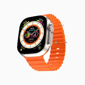 T800 ultra Smart watch with orange silicone strap