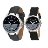 Stylish Couple's Black Denim Leather Strap Analog Watch - Jainx JC461, Multi Color Dial