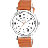 Men's White Dial Leather Strap Analog Watch - JM7144 - Jainx Store