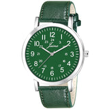Men's Green Leather Strap Analogue Watch - Jainx JM7143