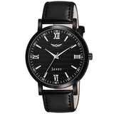 Men's Leather Strap Analog Watch with Black Dial - JXRM2160