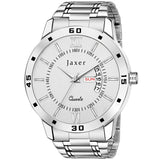 Men's White Dial Analog Watch with Day & Date Feature and Steel Chain - JXRM2170