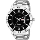 Men's Black Dial Analog Watch with Day & Date Feature and Steel Chain - JXRM2168