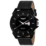 Men's Analog Watch with Black Day & Date Feature Dial and Leather Strap - JXRM2110