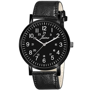 Men's Black Dial Leather Strap Analog Watch - JM7145 - Jainx Store