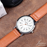 Men's White Dial Leather Strap Analog Watch - JM7144 - Jainx Store