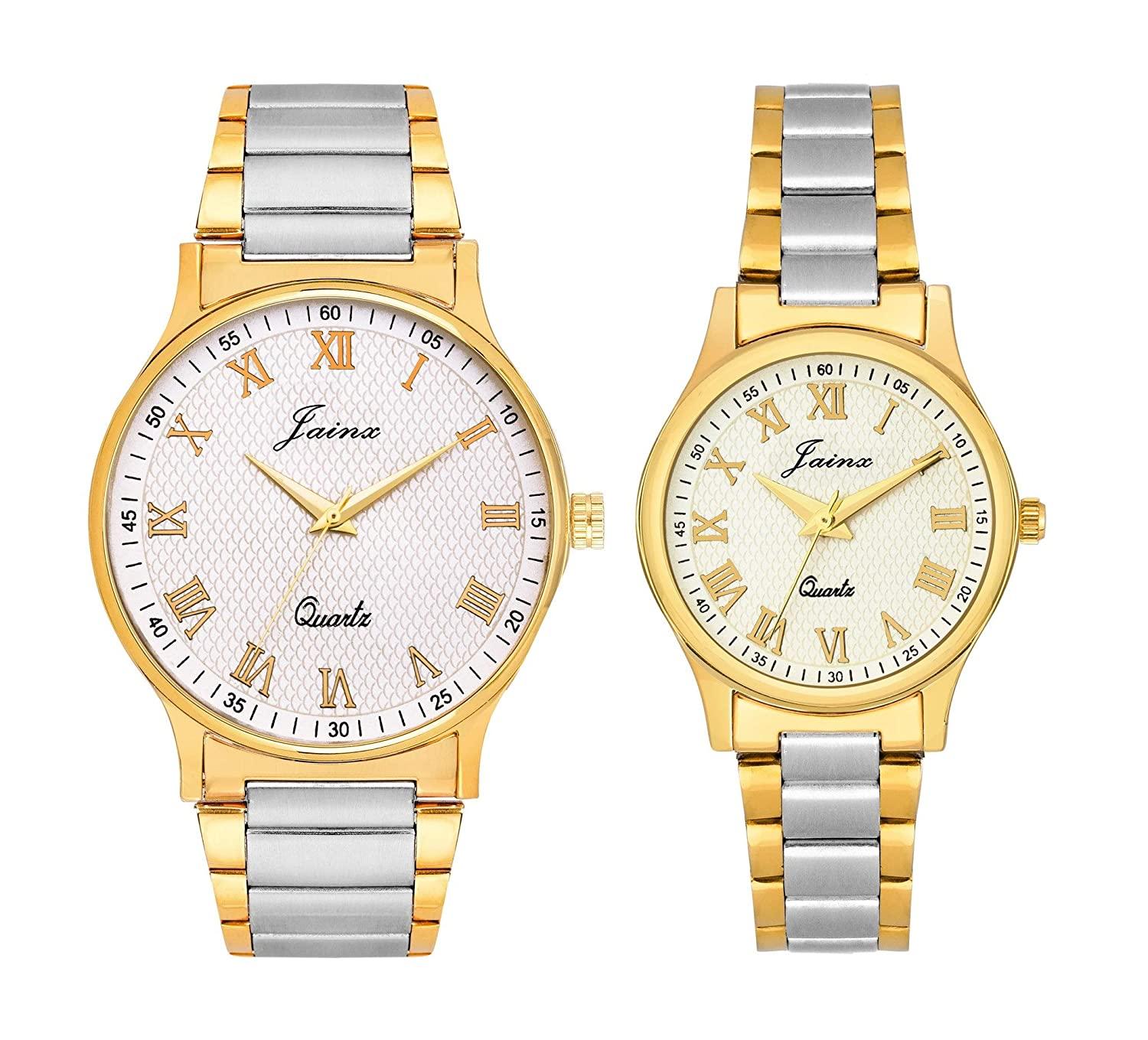 jainx Premium Analogue Couple Watch (White Dial Multicolour Colored Chain) - Jainx Store