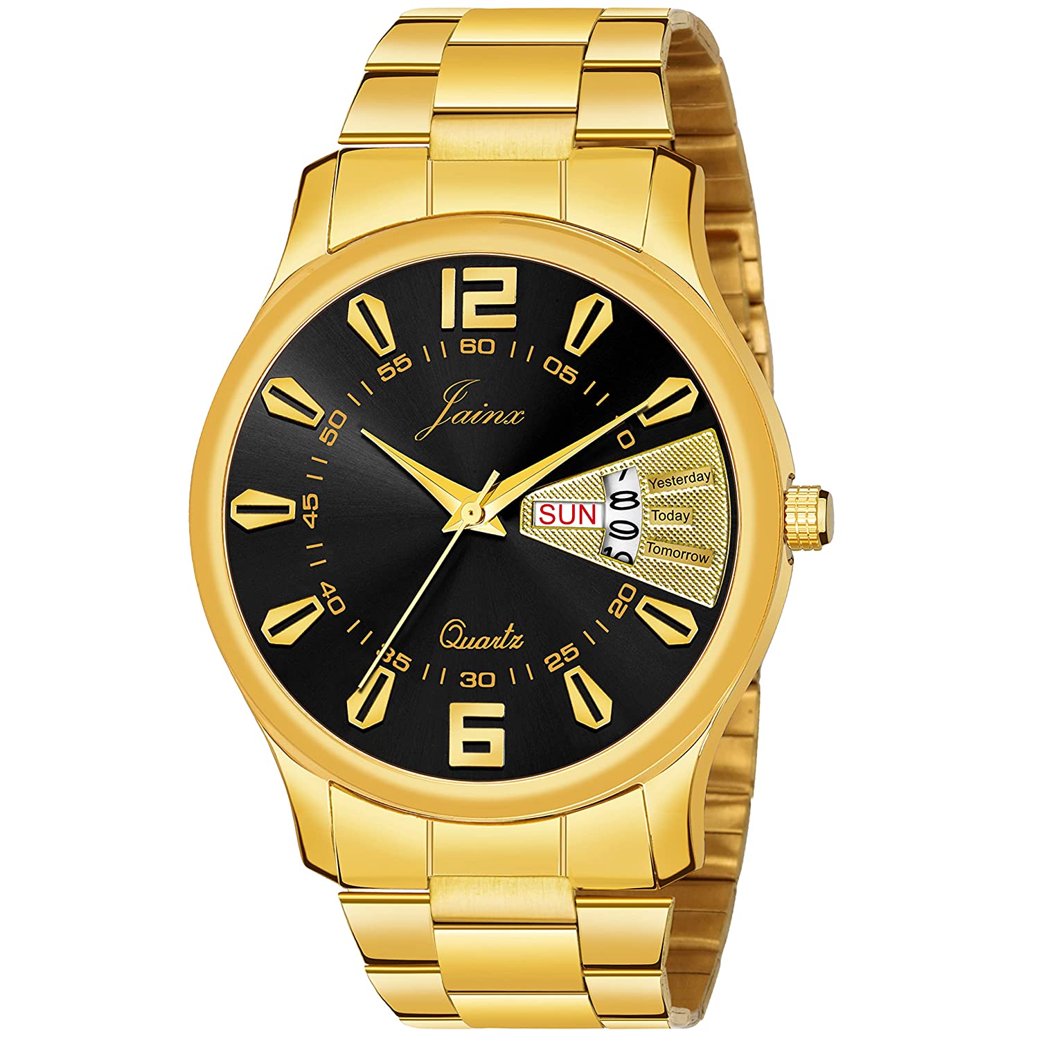 Premium Day and Date Function Golden Chain Analog Watch - For Men JM1156 - Jainx Store