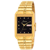 Premium Black Day & Date Feature Dial Golden Chain Analog Watch - For Men JM1128