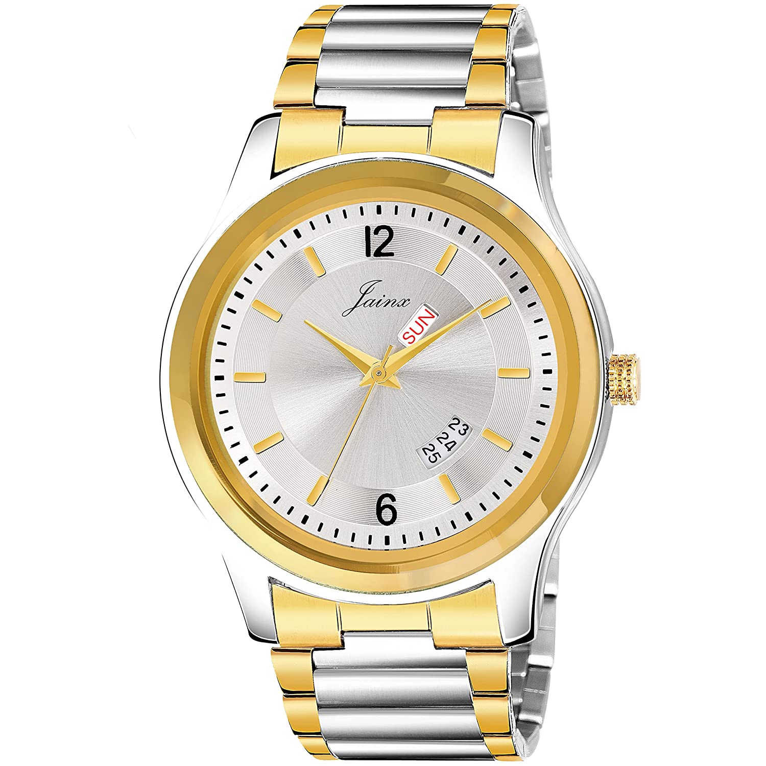 Silver Dial Day and Date Functioning Analog Watch - For Men JM1173 - Jainx Store