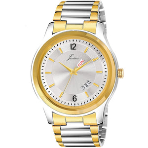 Silver Dial Day and Date Functioning Analog Watch - For Men JM1173 - Jainx Store