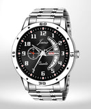 Day & Date Function Black Dial Steel Chain Analog Watch For Men