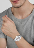 man wearing Jainx Silver Metal Chain Analog Watch