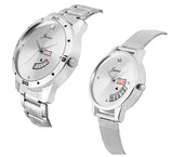 Jainx Couple'S Steel Chain Day & Date Feature Dial Analog Watch - JC452