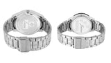 Jainx Day & Date Feature Analogue Couple Watch (Black Dial Silver Colored Chain)